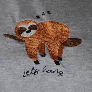 TopShop Let's Hang Sloth Embroidered Heathered Grey Short Sleeve T Shirt PJ Top